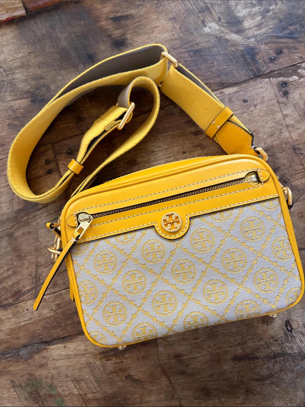 Tory Burch Yellow Canvas Crossbody Bag